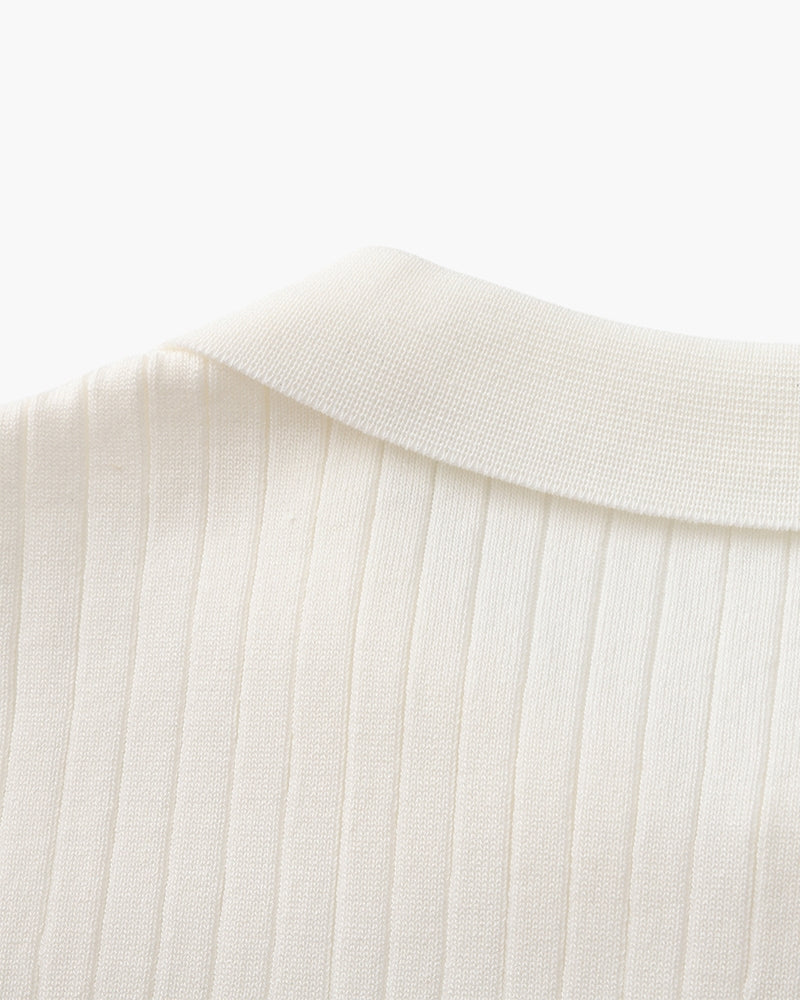 Premium polo in rib knit