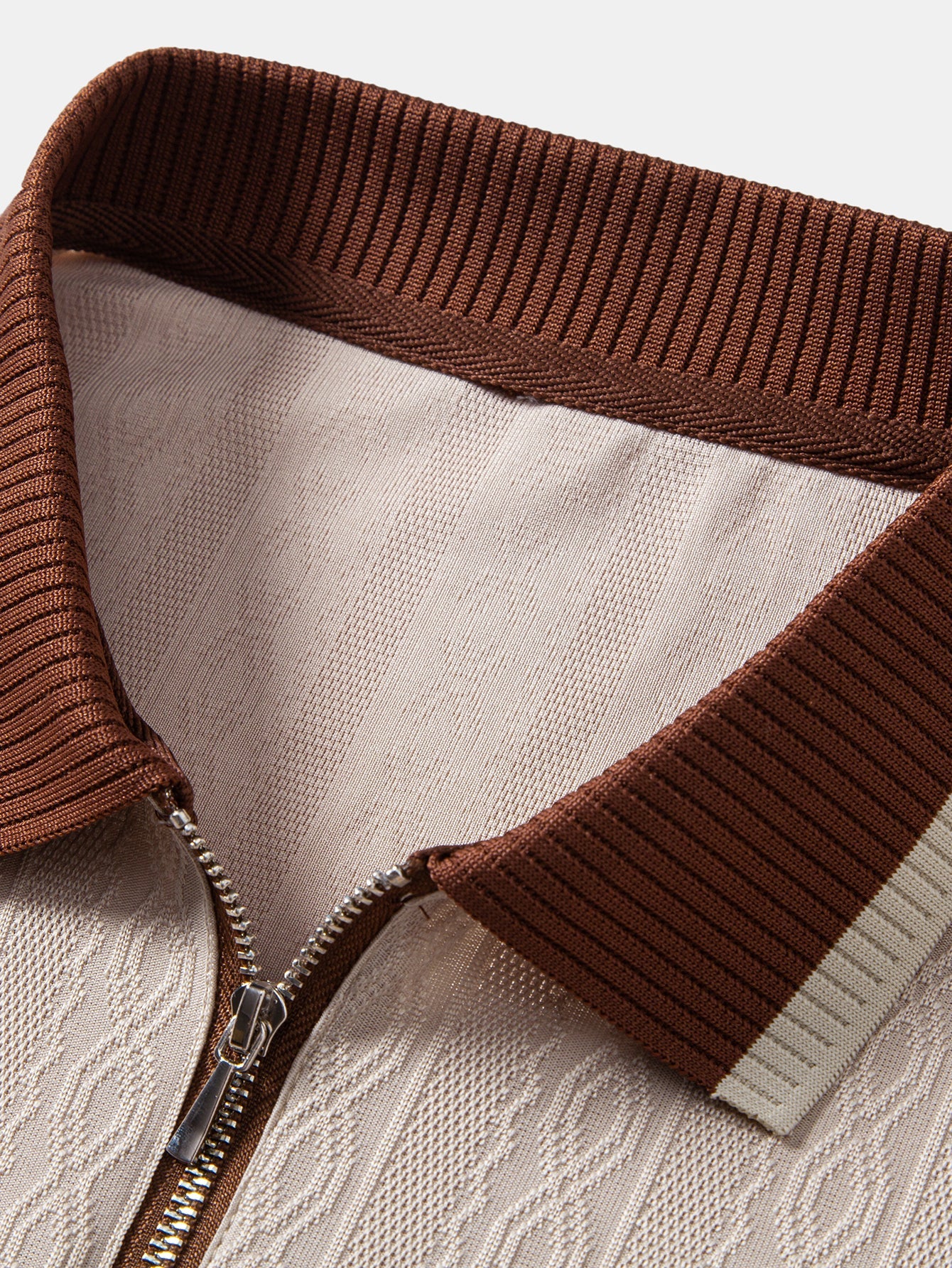 R&L™ Premium Strukturiertes Reißverschluss-Polo