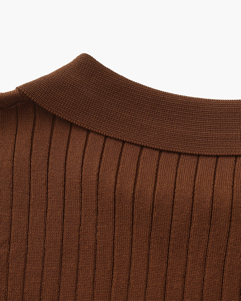 Premium polo in rib knit
