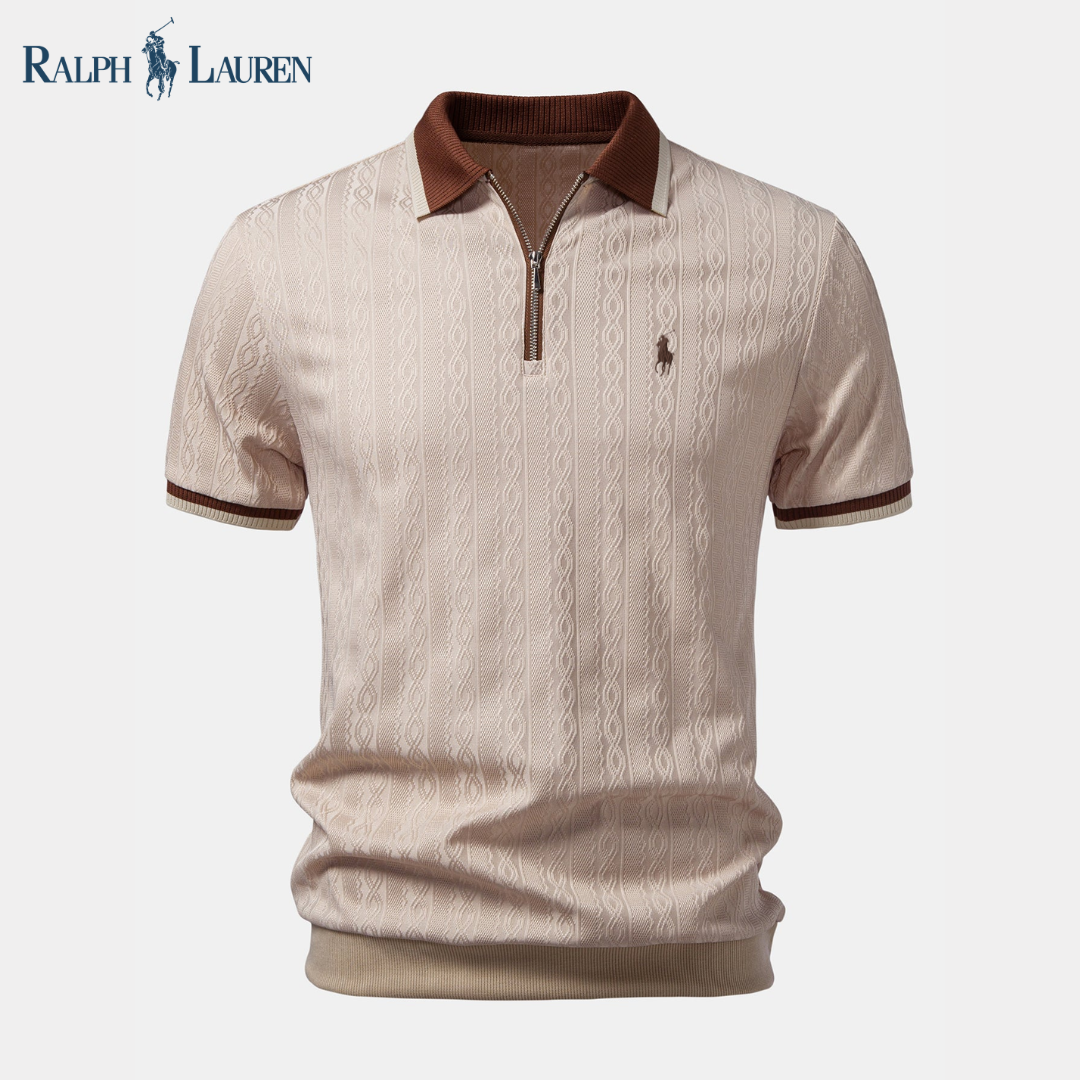 R&L™ Premium Strukturiertes Reißverschluss-Polo