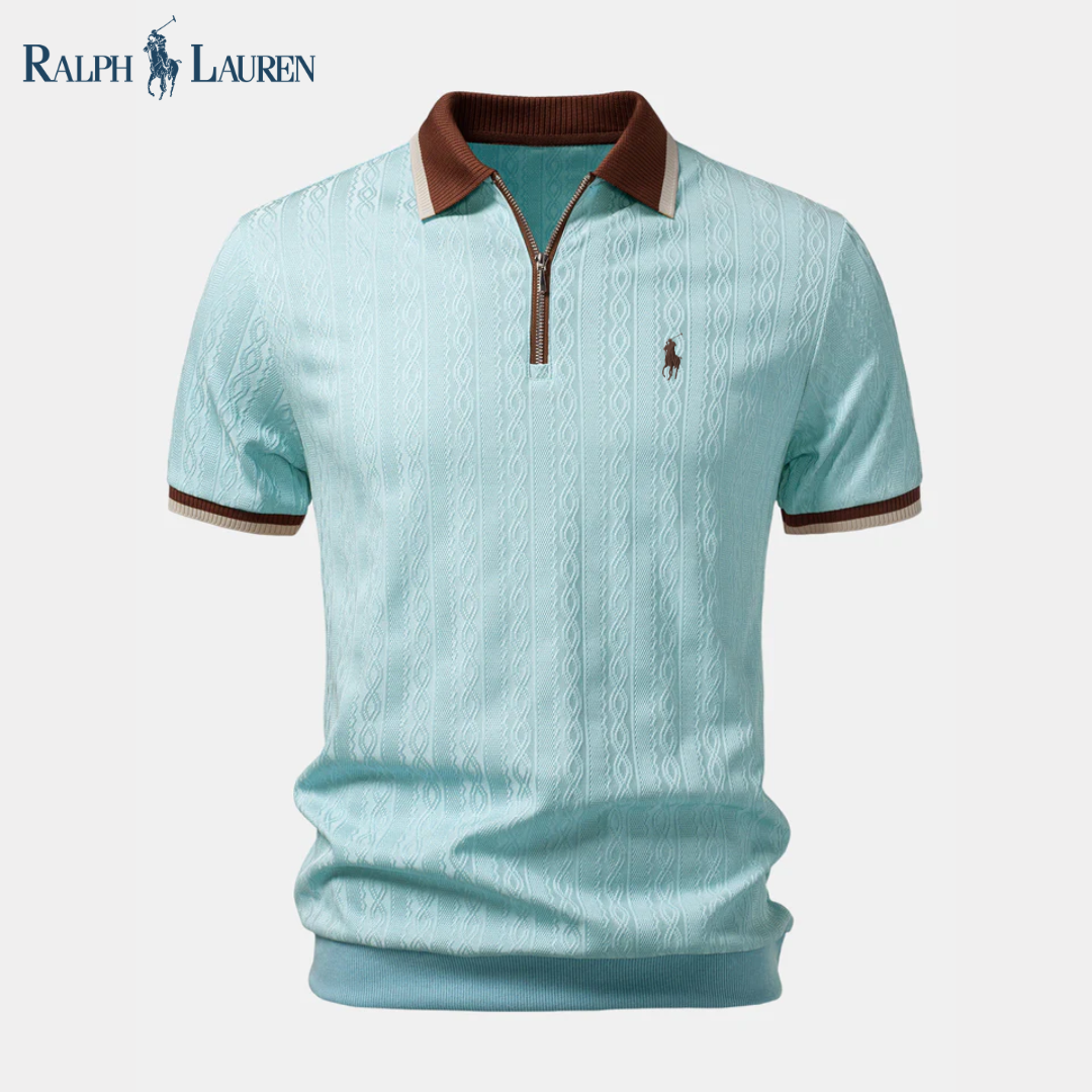 R&L™ Premium Strukturiertes Reißverschluss-Polo