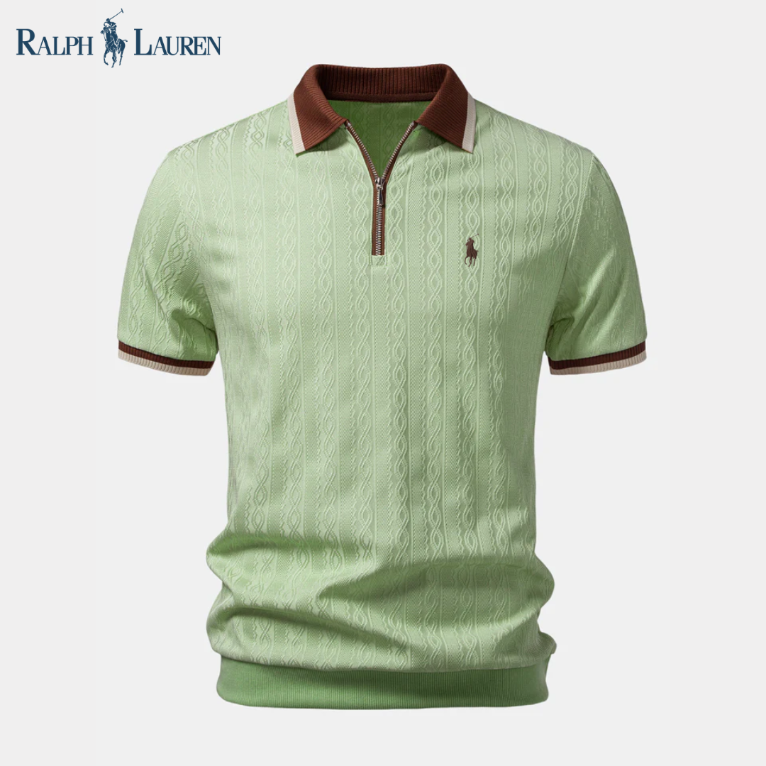 R&L™ Premium Strukturiertes Reißverschluss-Polo