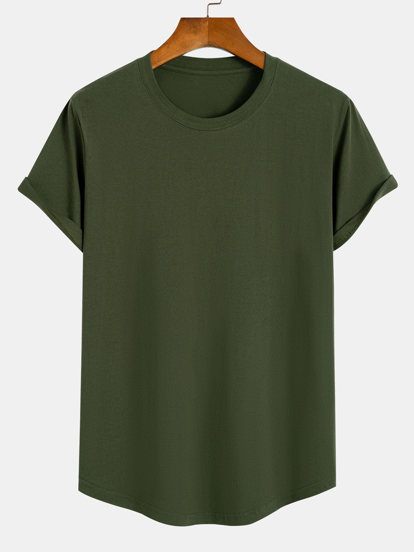 Basic katoenen T-shirt met afgeronde zoom