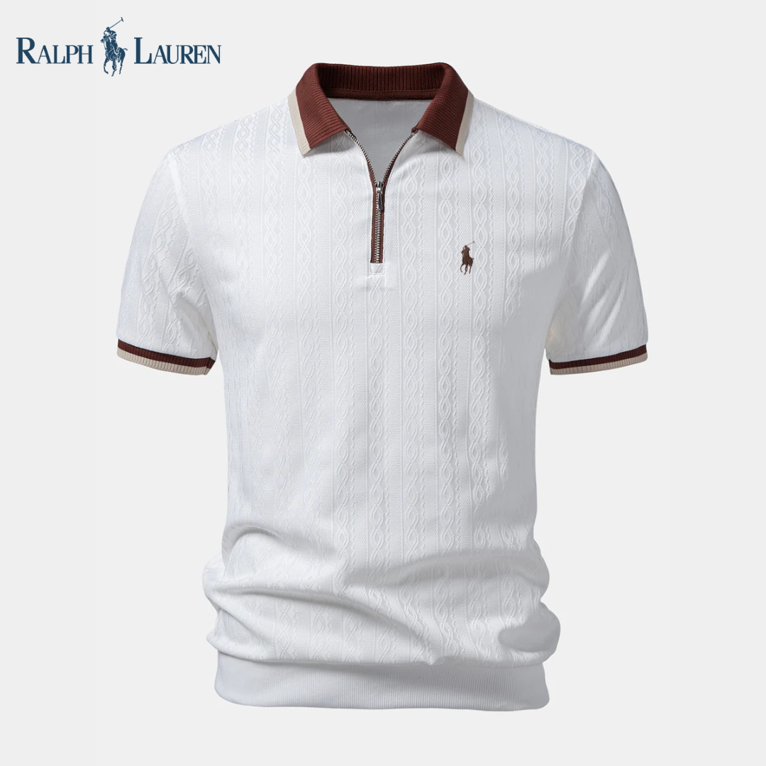 R&L™ Premium Strukturiertes Reißverschluss-Polo