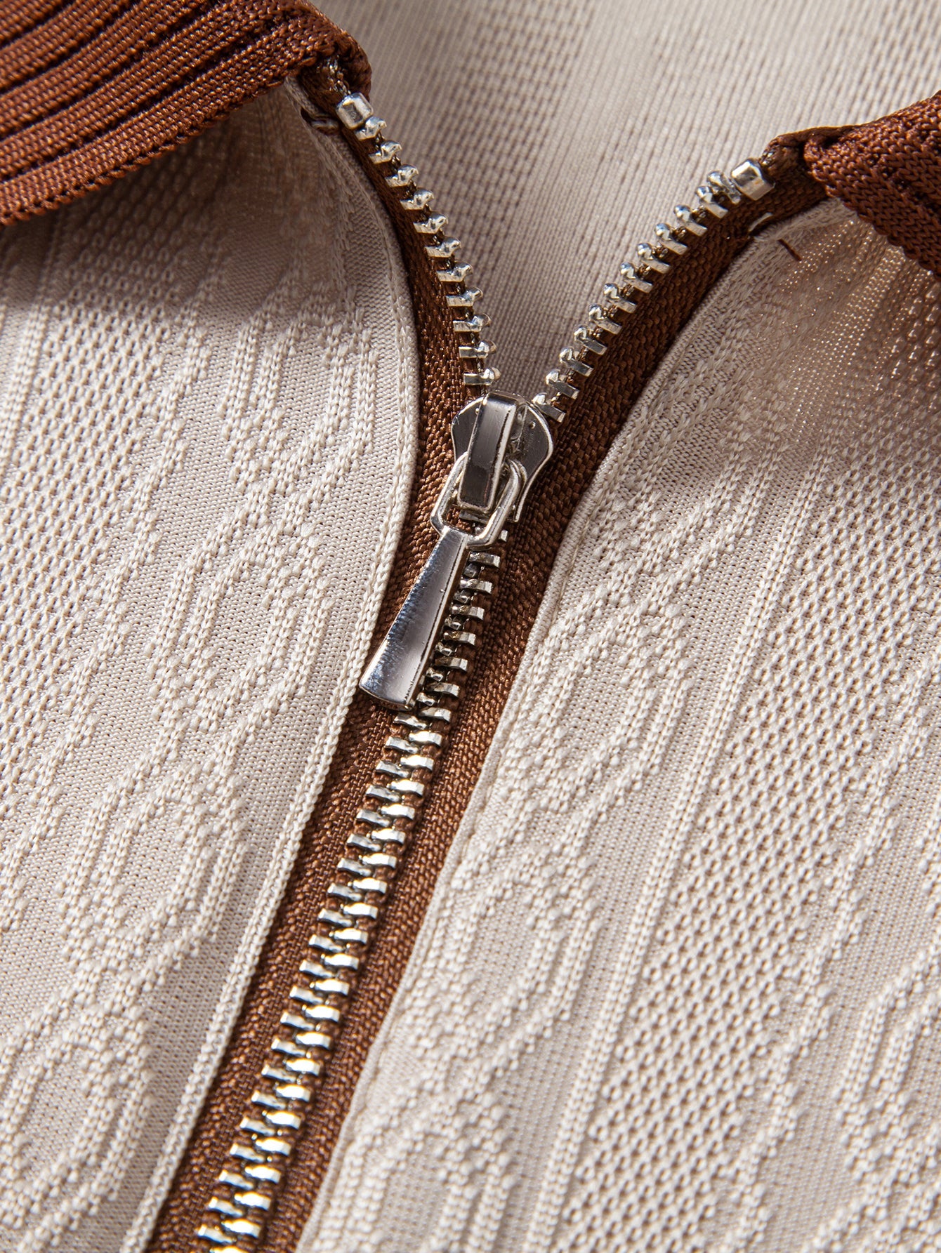 R&L™ Premium Strukturiertes Reißverschluss-Polo