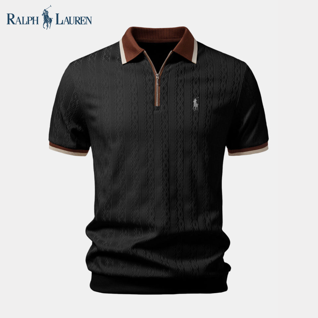 R&L™ Premium Strukturiertes Reißverschluss-Polo